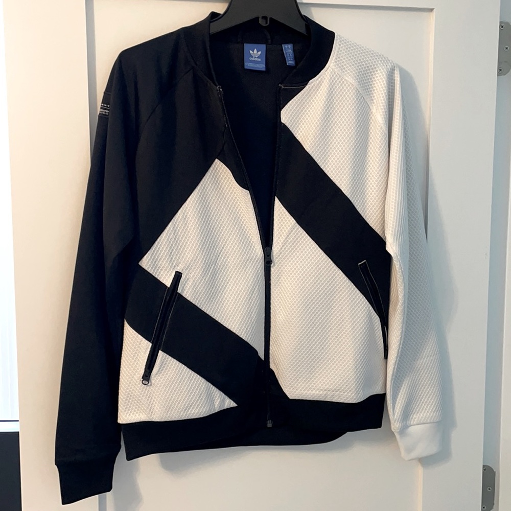 Adidas track jacket black and white